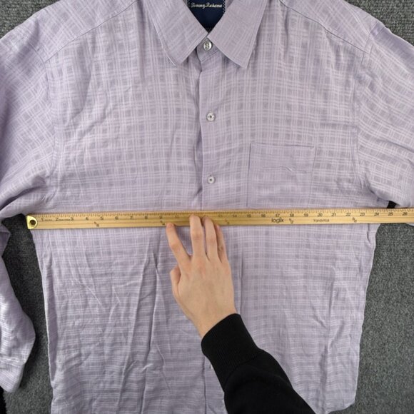 Tommy Bahama Linen Blend Purple Button Up Shirt Men Long Sleeve Large Woven - Picture 5 of 13